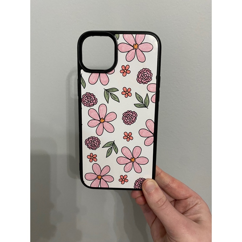 Floral Phone Case iPhone 14 Plus Women Pink Garden Flower Pattern Aesthetic